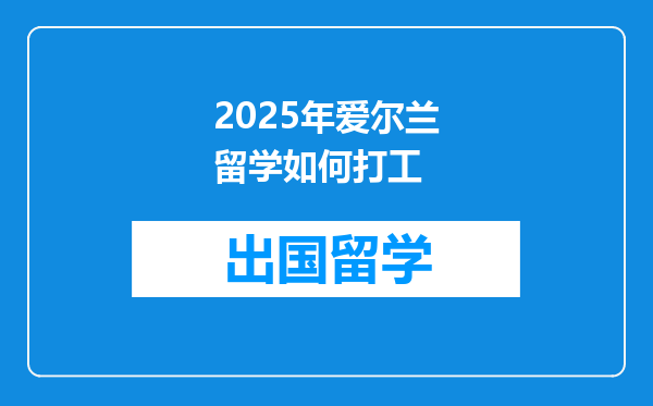 2025年爱尔兰留学如何打工