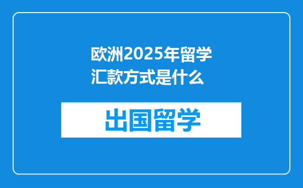 欧洲2025年留学汇款方式是什么