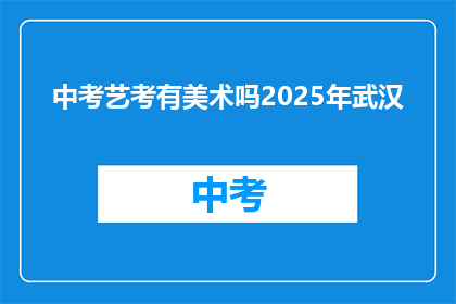 中考艺考有美术吗2025年武汉