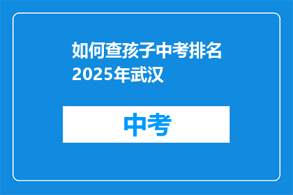 如何查孩子中考排名2025年武汉