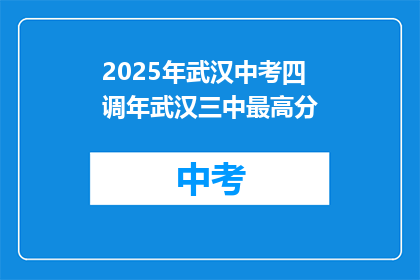 2025年武汉中考四调年武汉三中最高分