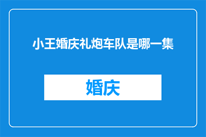 小王婚庆礼炮车队是哪一集