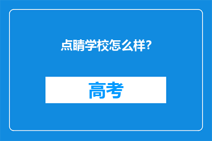 点睛学校怎么样？