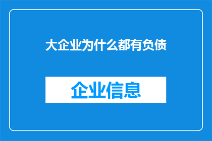 大企业为什么都有负债