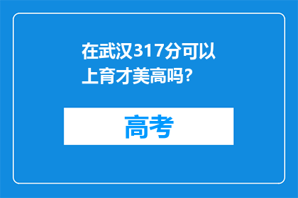在武汉317分可以上育才美高吗？
