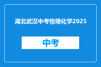 湖北武汉中考物理化学2025