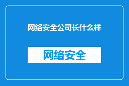 网络安全公司长什么样(网络安全公司究竟长什么样？)